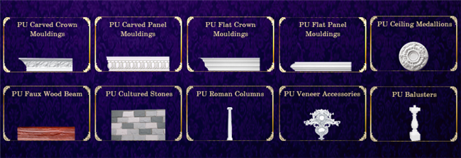 Klassische weiße Polyurethan-Verzierungen mit weißer Matt-Oberfläche