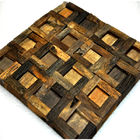Handmade Reclaimed Wood Wall Panels Natural Pattern For Coffee Shop / Bar